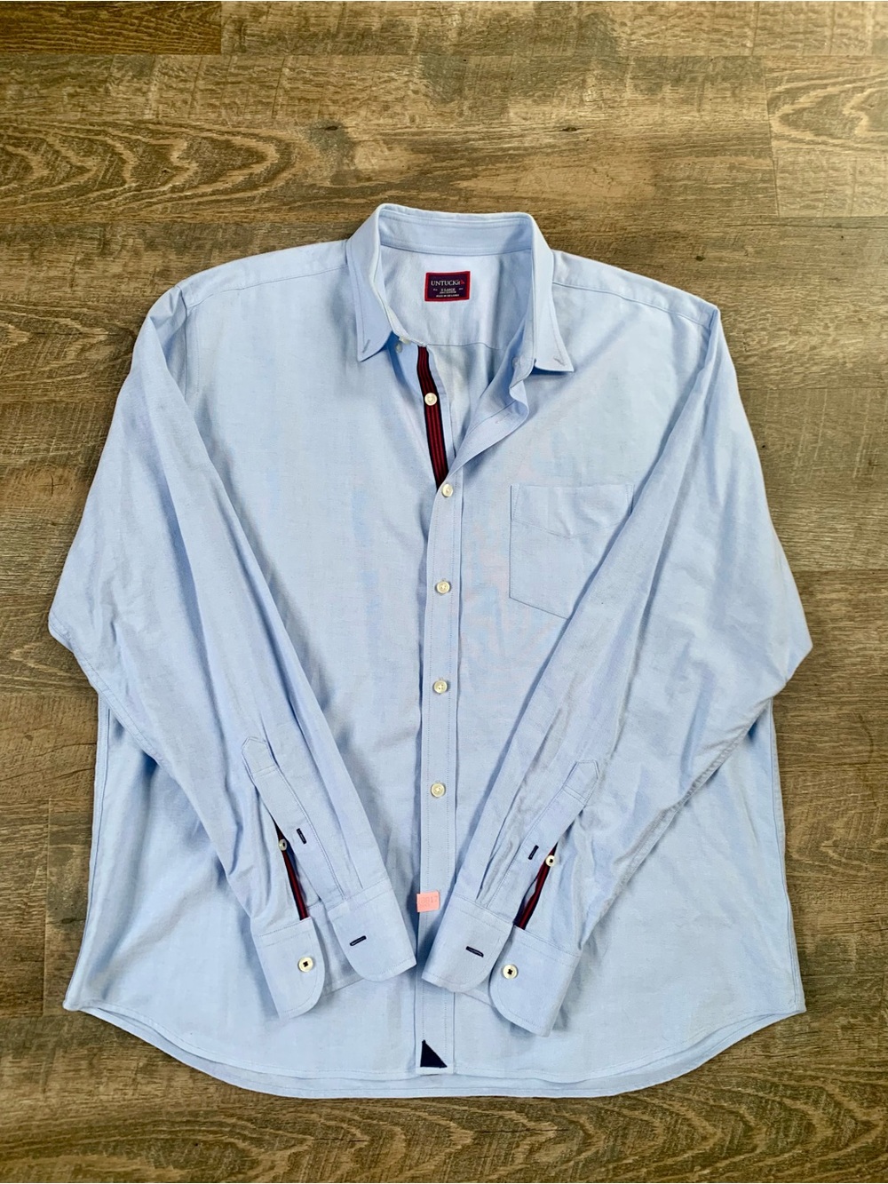 UNTUCKit Light Academia Blue Men's Button Down Shirt with Contrast Trim
